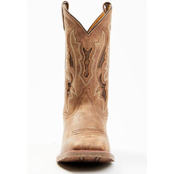NEW Laredo Distressed Leather Western Boots Tan Broad Square Toe Cowboy Ranch 12 main image 16